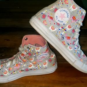 EUC llama Converse Hi Tops